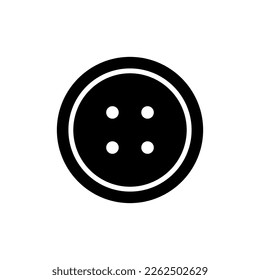 Clothing button icon. Sew-through button with four holes. Vector Illustration