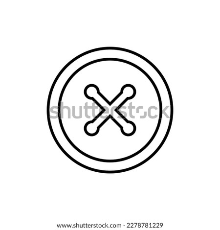 Clothing button icon. Sew-through button with four holes. Vector Illustration