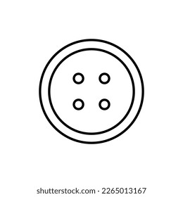 Clothing button line icon. Sew-through button with four holes. Vector Illustration