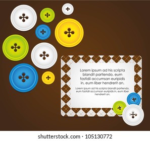 clothing buttons and balloon text, vector illustration