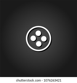 Clothing buttons sewing item icon flat. Simple White pictogram on black background with shadow. Vector illustration symbol