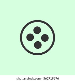 Clothing buttons sewing item icon flat. Grey vector symbol on green background