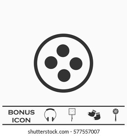 Clothing buttons sewing item icon flat. Black pictogram on white background. Vector illustration symbol and bonus button