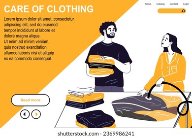 Clothing care. Vector illustration. Caring for your clothes shows respect for your belongings Good hygiene involves regular clothing maintenance Clothing care skills are valuable for everyday life