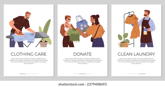 Clothing care. Vector illustration. Reusable clothing items are eco-friendly alternative Caring for your clothes extends their lifespan Good hygiene starts with clean clothing care