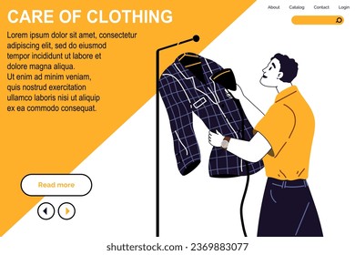Clothing care. Vector illustration. A soft cloth can bring joy and comfort to our daily lives Apparel choices can reflect our mood and express our creativity Recycle your old garments to minimize