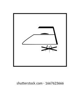 Clothing care. You can iron clothes. Do not steam. Label for information instruction. Warning oh safe ironing garment. Sign for business, manufacturing and laundry . Vector illustration