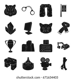 clothing, computer, animal and other web icon in black style.advertisement, crime, mining, business icons in set collection.