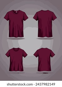 Clothing design concept  blank. black, maroon, green t-shirt Vector t-shirt mockup