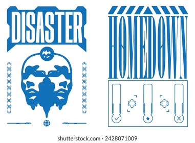 Clothing Design. Streetwear, Urban Style, Futuristic, HUD, Y2K, Rock, Punk, Graffiti, Typography Text Slogans. Print Pattern Design for T-shirts, Jackets, Bags or Screen Printing.