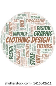 Clothing Design word cloud. Wordcloud made with text only.