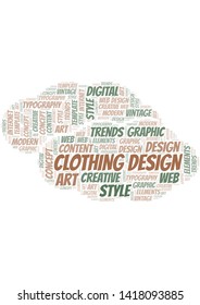 Clothing Design word cloud. Wordcloud made with text only.
