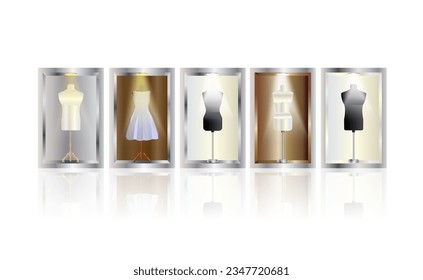 Clothing distro display vector illustration, sculpture, clothing, realistic design. Eps 10