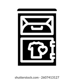 clothing donation bin thrift driven fashion glyph icon vector. clothing donation bin thrift driven fashion sign. isolated symbol illustration