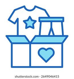 Ícone de doação de roupas Ilustração de vetor azul