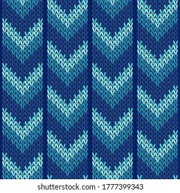 Clothing downward arrow lines knitting texture geometric vector seamless. Ugly sweater knit effect ornament. Scandinavian style seamless knitted pattern. Handicraft backdrop.