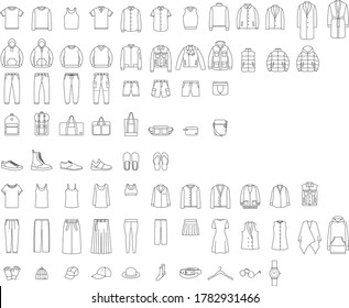 Clothing essential outline graphic, editable.