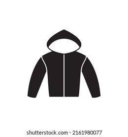 Clothing fashion, hoodie icon in black flat glyph, filled style isolated on white background