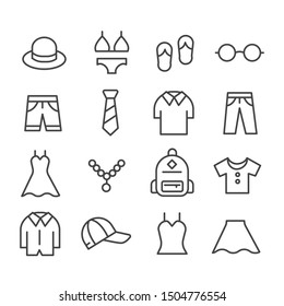Clothing and fashion icon. Men or women apparel  isolated. Modern outline in trendy style on white background