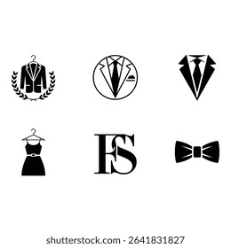 Clothing and fashion icons isolated on white background