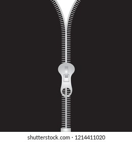 Clothing fastener vector. Metal close fastener zipper