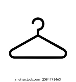 Clothing hanger black icon, isolated on white background. Vector illustration.