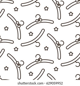 Clothing hanger line icon vector pattern. Baby outline cute seamless background for fabric or website.