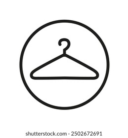 Clothing hanger thin line icon in a circle. Shopping, e-commerce, housekeeping concept. Clothes and fashion pictogram in minimalist graphic style for web, app design, logo idea. Vector illustration