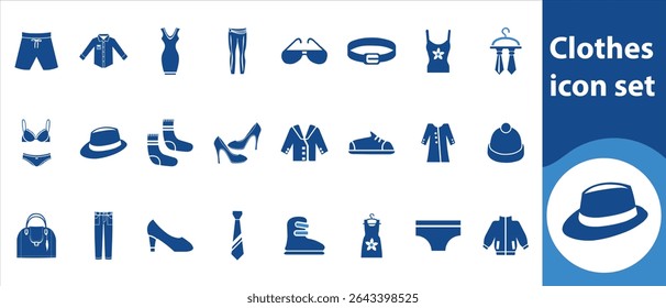 Conjunto de ícone de vestuário, antiestático, durável, esticar, evaporação, temperatura, calor, impermeável, retenção, etiqueta, material, reflexivo, micro, ultravioleta e muito mais