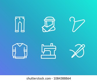 Clothing Icon Set And Hanger With Embroidery, Sew And Arab Cloth. Headscarf Related Clothing Icon Vector For Web UI Logo Design.