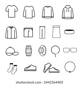 clothing icon set. modern fashion. men's and women's clothing. clothes icon. fashion style