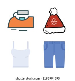 clothing icon set. vector set about iron, shorts, winter hat and shirt icons set.