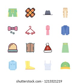 clothing icon set. vector set about shorts, boot, jacket and templates icons set.