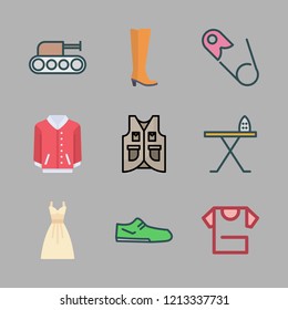 clothing icon set. vector set about shoe, vest, tank and jacket icons set.