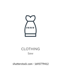 Clothing icon. Thin linear clothing outline icon isolated on white background from sew collection. Line vector sign, symbol for web and mobile