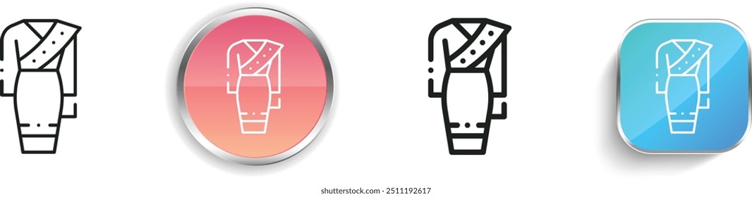 Icono de ropa. Diseño de estilo lineal delgado, regular y de Botón aislado sobre fondo blanco