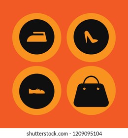 clothing icon. clothing vector icons set men shoes, iron, handbag and women shoes
