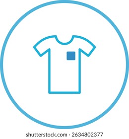 Clothing icon vector illustration, t-shirt simple outline design with circle background