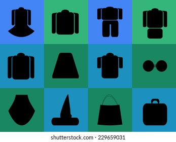 Clothing icons. Clothes and accessories. Vector set. 