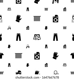 clothing icons pattern seamless. Included editable filled Knitting, shorts, tailor, Garden gloves, jeans, Laundry service, dress, t-shirt icons. clothing icons for web and mobile.