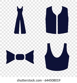 Clothing icons set. set of 4 clothing filled icons such as sport bra, sleeveless shirt, bow tie