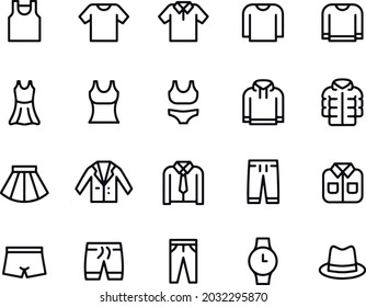 Iconos de ropa Set de diseño vectorial 