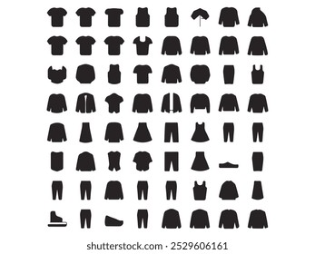 Ícones de vestuário definir design vetorial