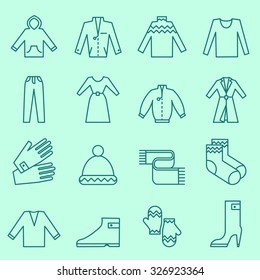 Clothing icons, thin line design