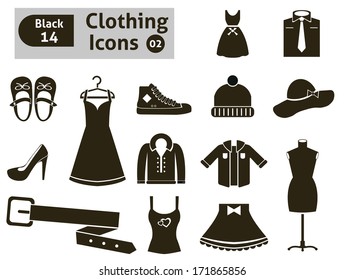 Clothing icons. Vector set 