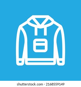 clothing icons white line on blue background