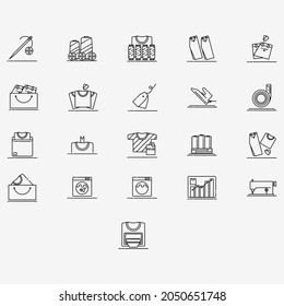 Clothing Industry, Shopping and E - Commerce Icon Set Outline with Modern Style