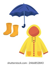 Clothing and items for autmn. Autmn season clothing vector ilklustration set