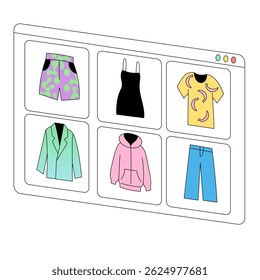 Clothing items displayed on online shopping website interface