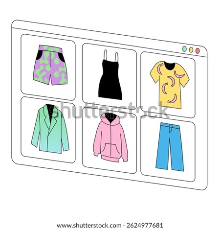 Clothing items displayed on online shopping website interface